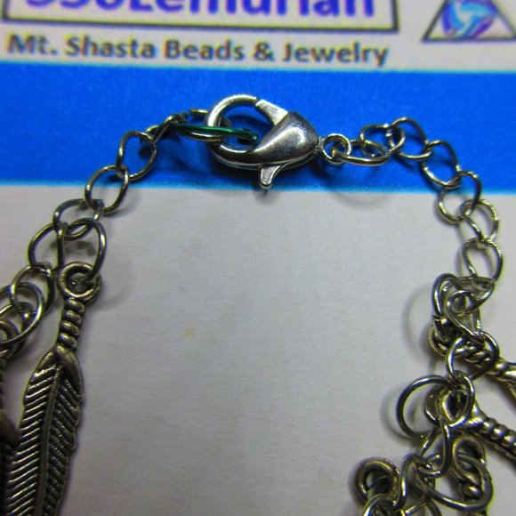 Feather Charm Jewelry Bracelet Adjustable Lobster Claw Clasp - Picture 3 of 4